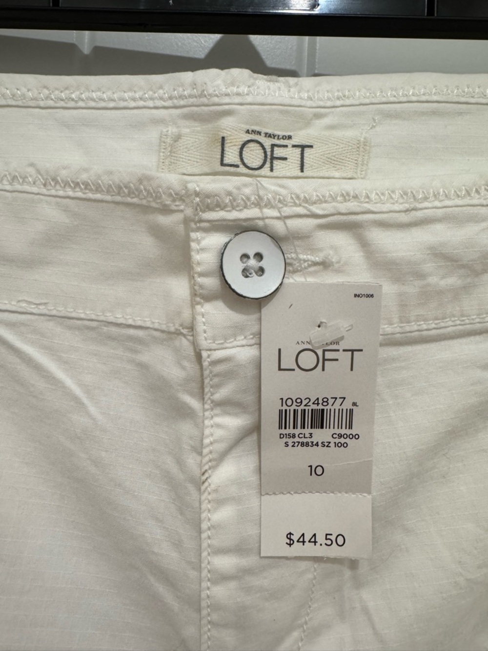 🌺NWT Ann Taylor LOFT 10 White Women's Button-Front Pants with Tags sz 10